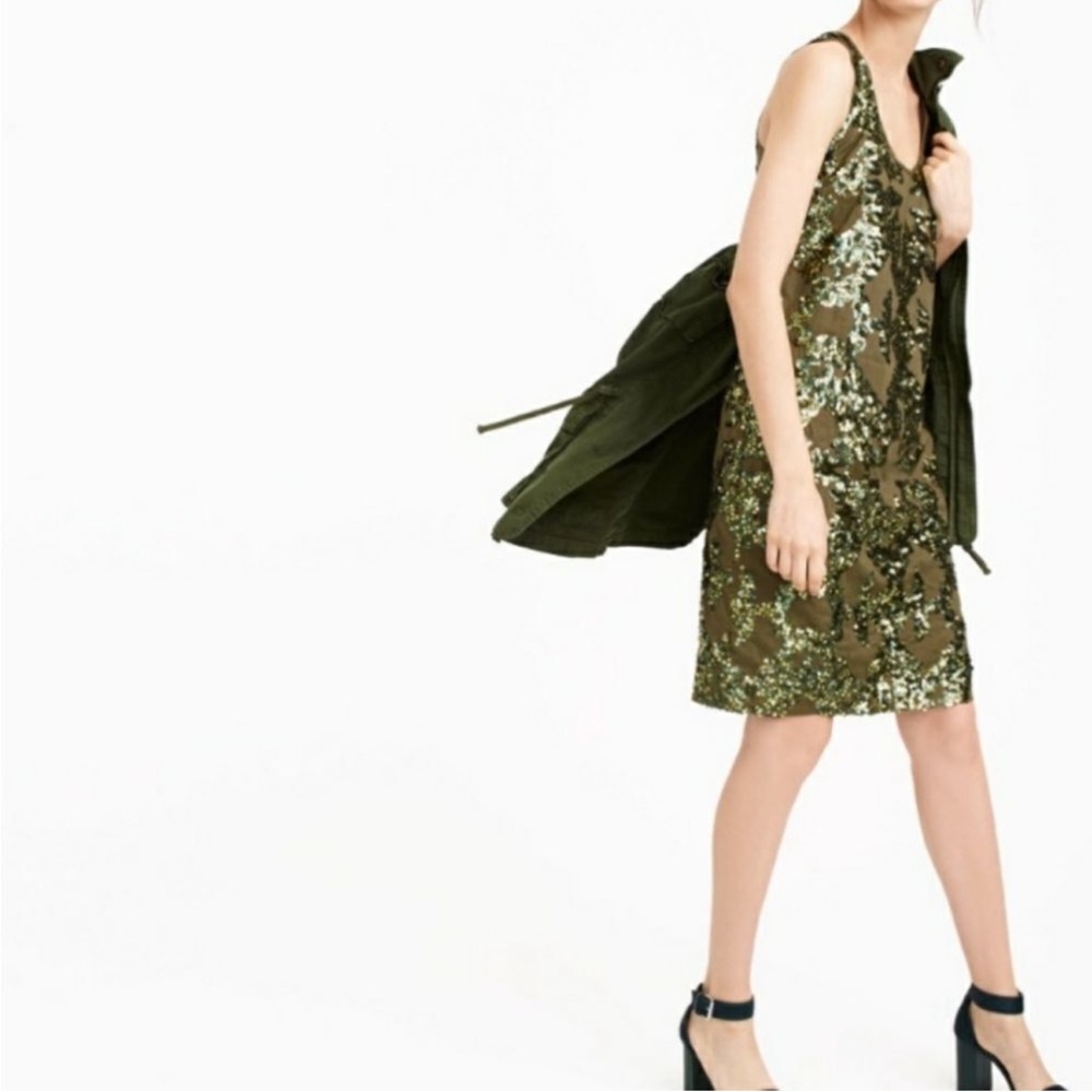 J.crew Green Sequin Iridescent Dress Sz 4